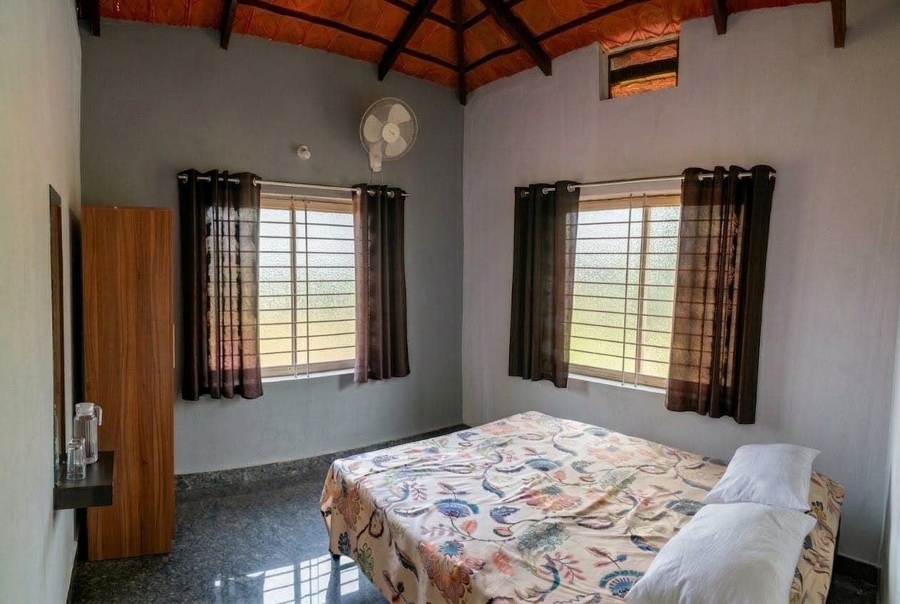 2BHK house bedroom with queen bed