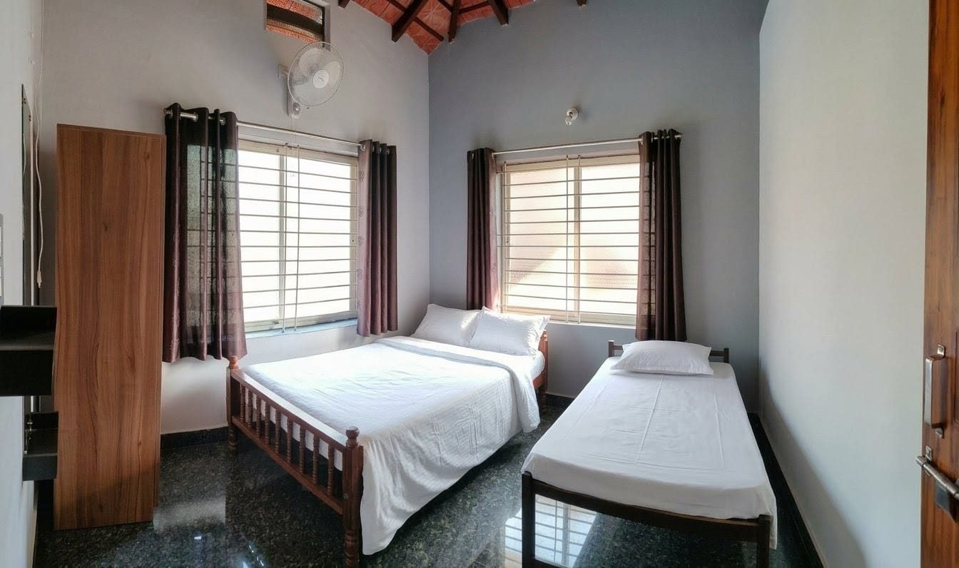 2BHK house bedroom with double and single bed